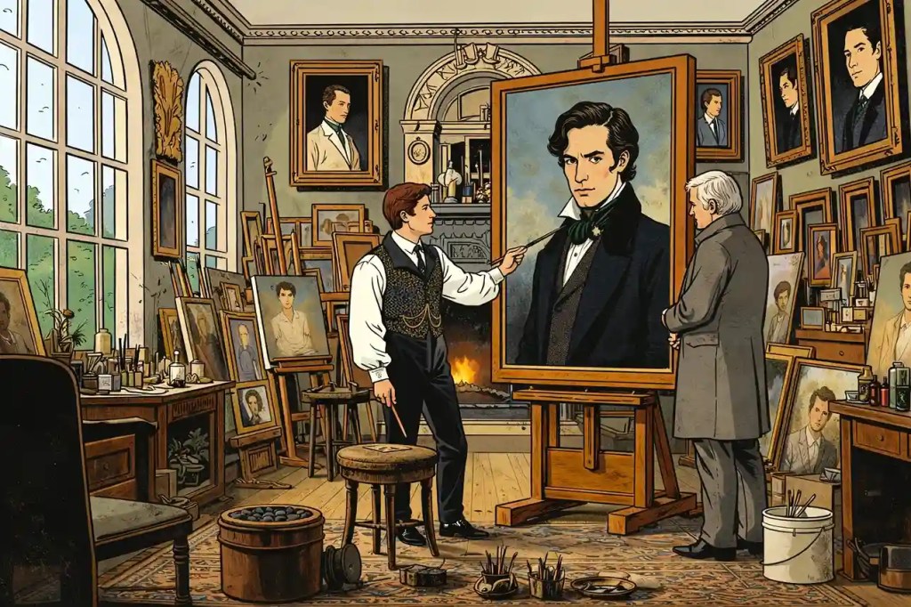 Dessin d'une scène du portrait de Dorian Grey